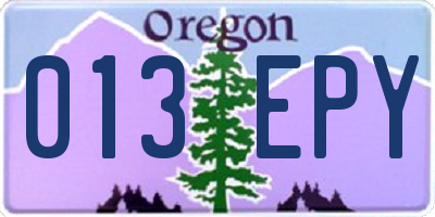OR license plate 013EPY