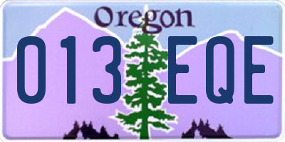 OR license plate 013EQE