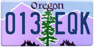 OR license plate 013EQK