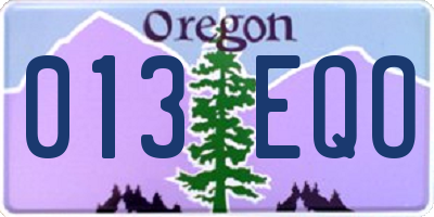 OR license plate 013EQO