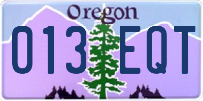 OR license plate 013EQT