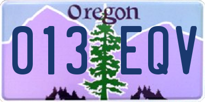 OR license plate 013EQV