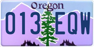 OR license plate 013EQW
