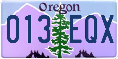 OR license plate 013EQX