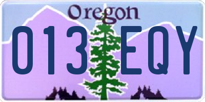OR license plate 013EQY