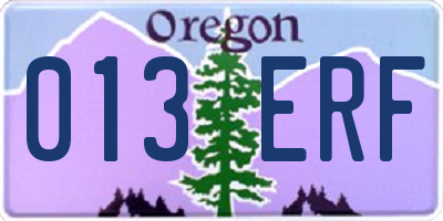 OR license plate 013ERF
