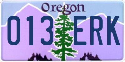 OR license plate 013ERK