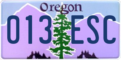 OR license plate 013ESC