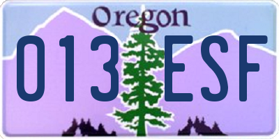 OR license plate 013ESF