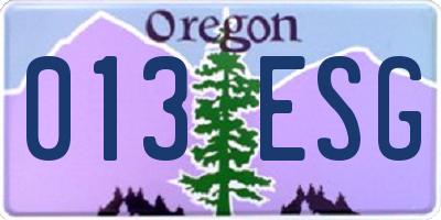 OR license plate 013ESG