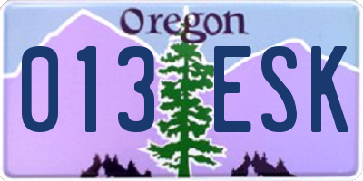 OR license plate 013ESK