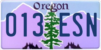 OR license plate 013ESN