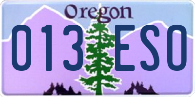 OR license plate 013ESO
