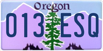 OR license plate 013ESQ