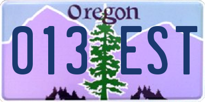 OR license plate 013EST