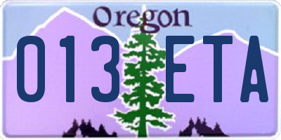 OR license plate 013ETA