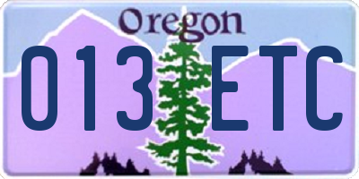 OR license plate 013ETC