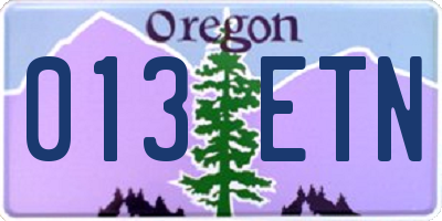 OR license plate 013ETN