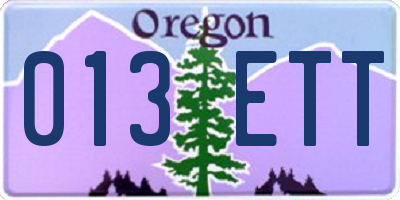 OR license plate 013ETT