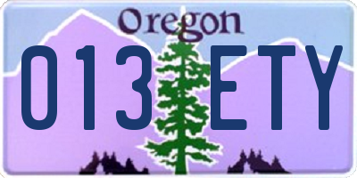 OR license plate 013ETY