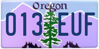 OR license plate 013EUF