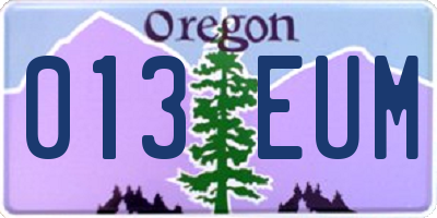 OR license plate 013EUM