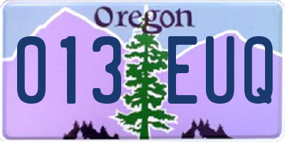 OR license plate 013EUQ