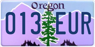 OR license plate 013EUR