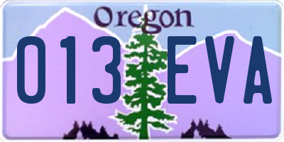OR license plate 013EVA