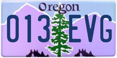 OR license plate 013EVG