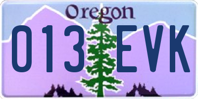 OR license plate 013EVK
