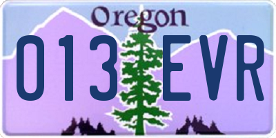 OR license plate 013EVR