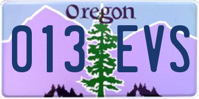 OR license plate 013EVS