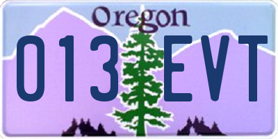OR license plate 013EVT