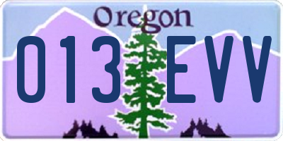 OR license plate 013EVV