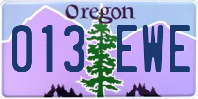 OR license plate 013EWE