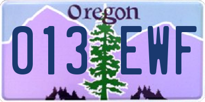 OR license plate 013EWF