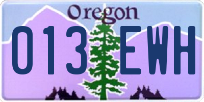 OR license plate 013EWH