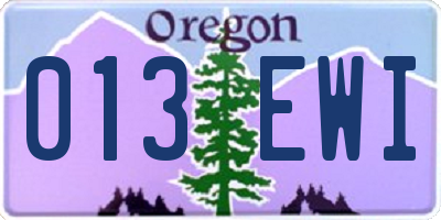 OR license plate 013EWI
