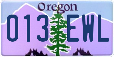 OR license plate 013EWL