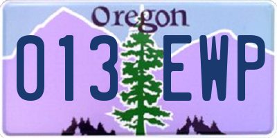 OR license plate 013EWP