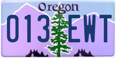 OR license plate 013EWT