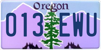 OR license plate 013EWU