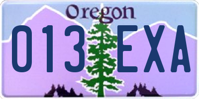 OR license plate 013EXA