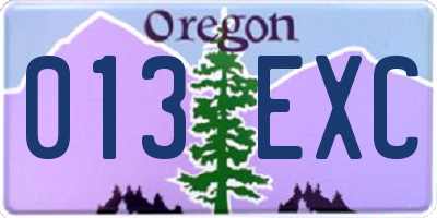 OR license plate 013EXC