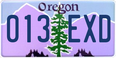 OR license plate 013EXD