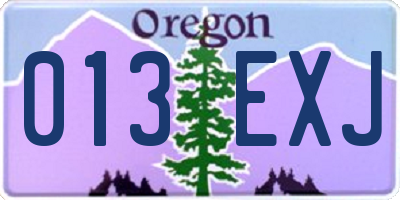 OR license plate 013EXJ