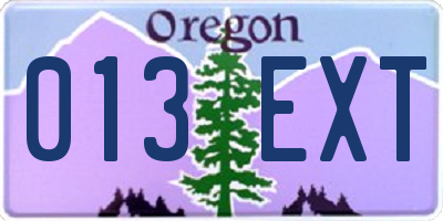 OR license plate 013EXT