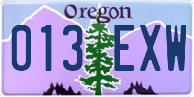 OR license plate 013EXW
