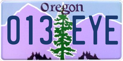 OR license plate 013EYE